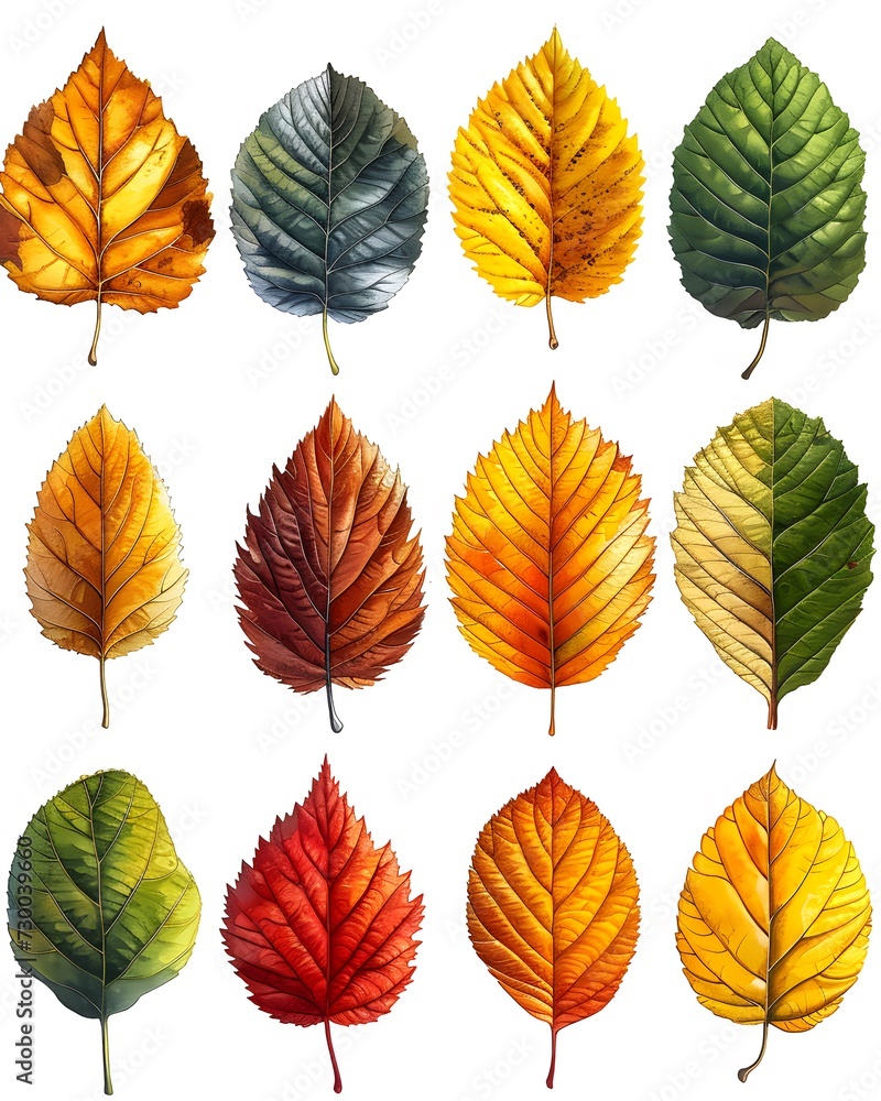 Fototapeta premium watercolor clip art set of autumn seasons leaves