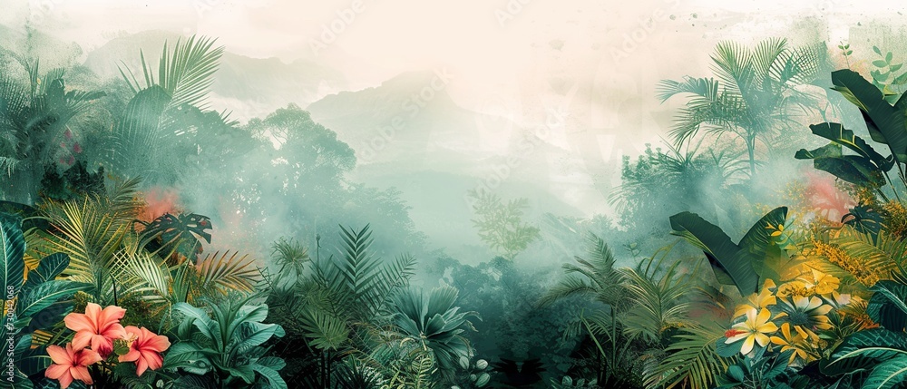 Obraz premium Botanical Bliss: Lush Greenery & Exotic Plants Collage