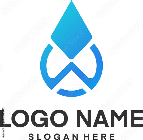 wave water splash letter W creative logo design