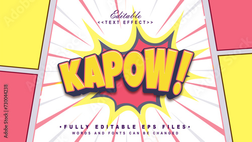 editable 3d cartoon kapow  text effect.typhography logo photo