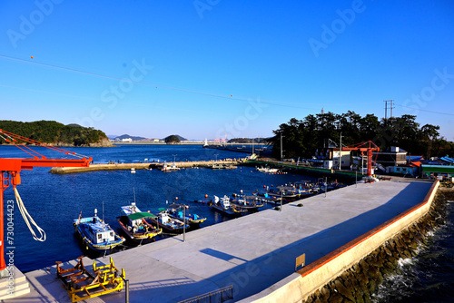 The view of a rural sea port in Korea