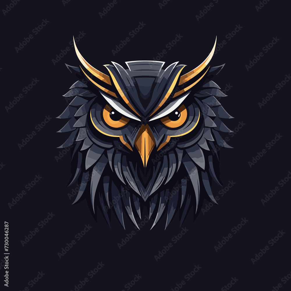 Flat vector illustration of an owl logo style illustration Flat vector illustration of an owl logo style illustration