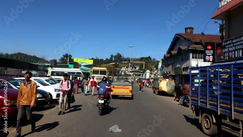 Traffic time lapse in ooty city view from inside the vehicle. photo