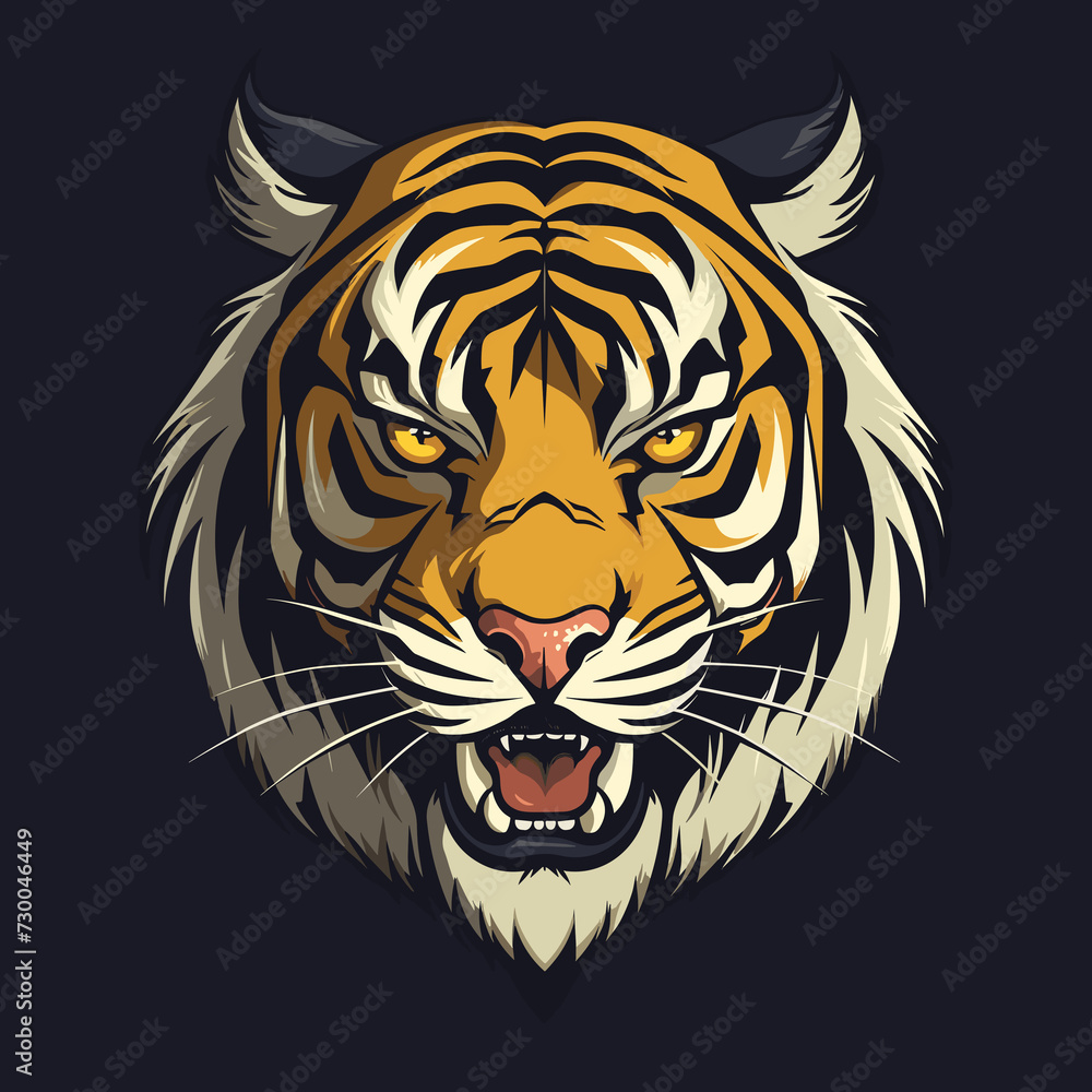 Flat vector illustration of a tiger logo style