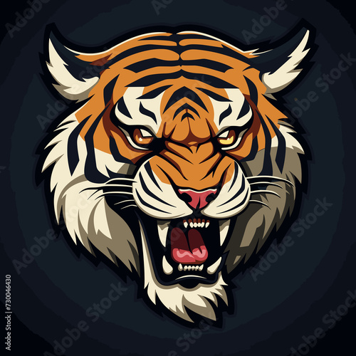 Flat vector illustration of a tiger logo style