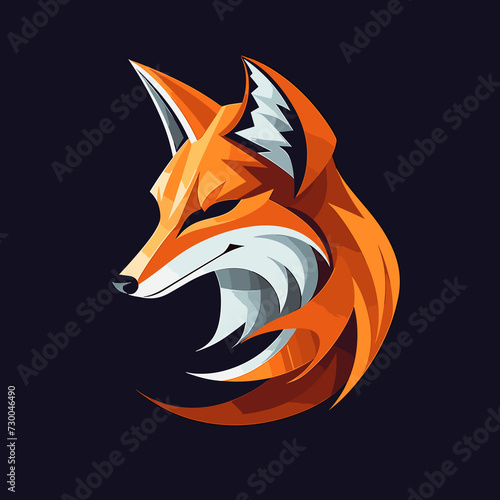 Flat vector illustration of a fox logo cartoon style