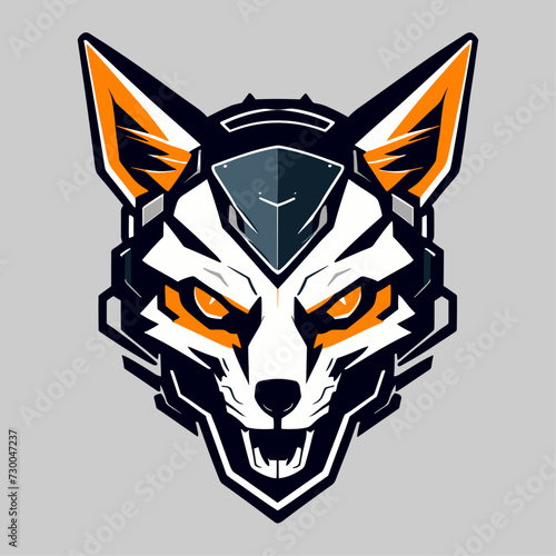 robot head of a wolf