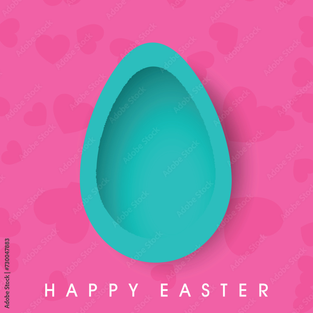 Paper Cut Egg Isolated on Pink Hearts Pattern Background for Happy Easter Celebration Concept. Paper Cut Egg Isolated on Pink Hearts Pattern Background for Happy Easter Celebration Concept.