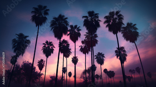 palm tree silhouettes against the twilight sky. photo