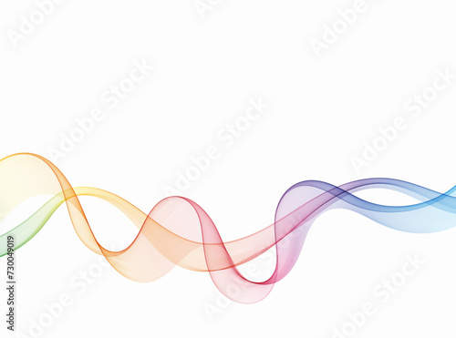 Transparent wavy lines in rainbow colors, abstract color wave design.