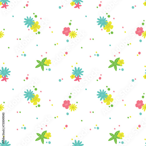 PrintSpring floral background. Abstract seamless pattern with wild flowers. Summer background. Vector illustration