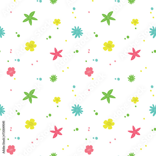 Spring floral background. Abstract seamless pattern with wild flowers. Summer background. Vector illustration.