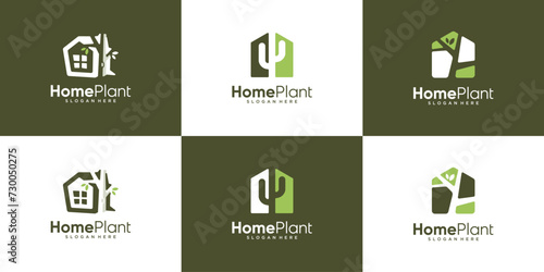 Green Home and Beauty Plants logo design collection