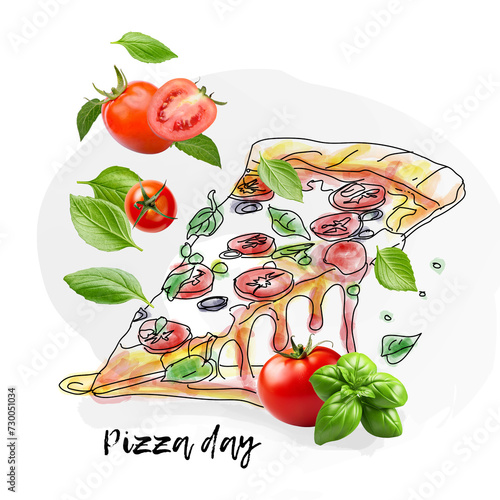 National pizza day, 9 February, illustration