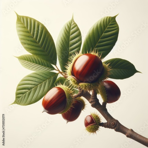 chestnut fruit on white 