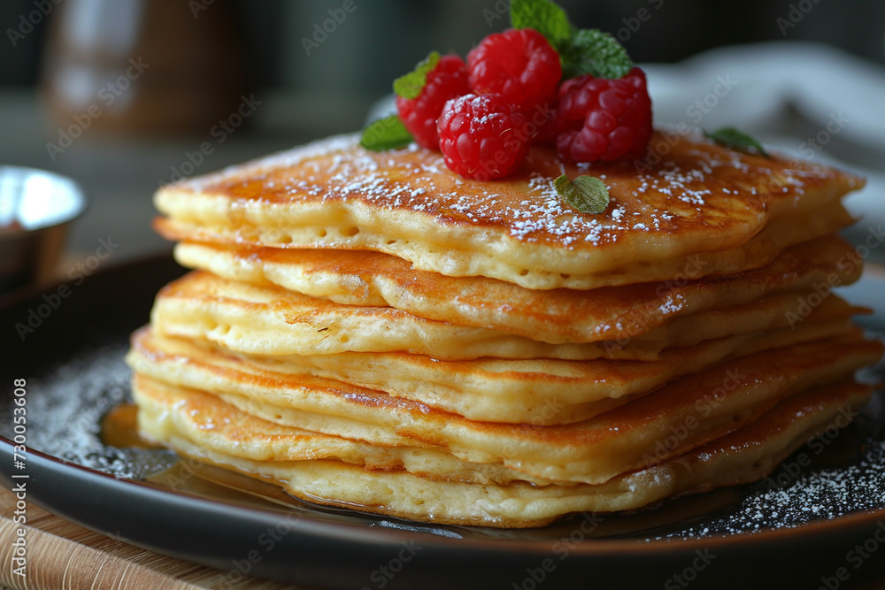low carbohydrate pancakes with yogurt and raspberry. low carbohydrate pancakes with yogurt and raspberry.