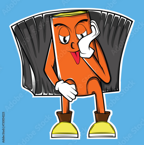create a cute cartoon of a doll sitting stylishly