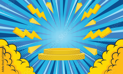 promotional podium display with comic concept in vector
