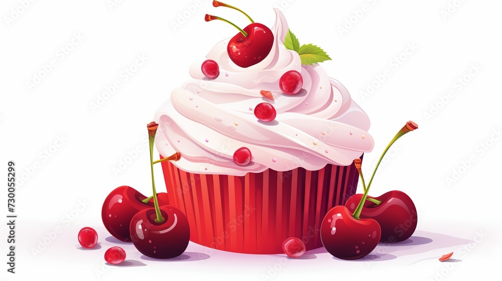 Hand drawn cupcake isolated on white background, sketch style dessert illustration Hand drawn cupcake isolated on white background, sketch style dessert illustration