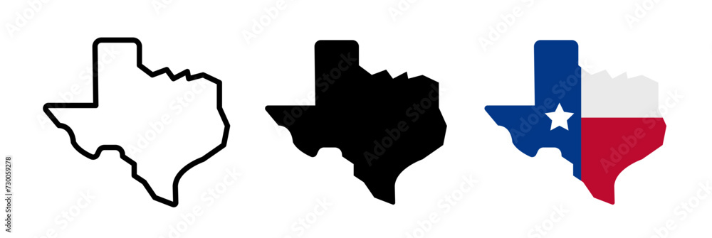 Texas Mapping Line Icon. Geographic State icon in black and white color.