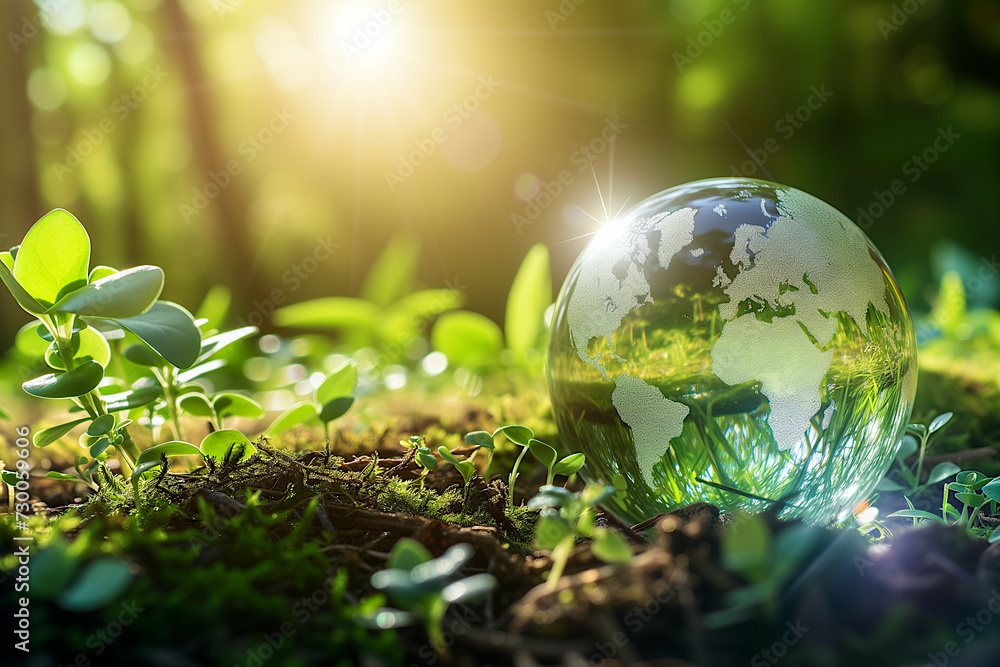 Sunlit Globe Amidst Green Vegetation Sunlit Globe Amidst Green Vegetation