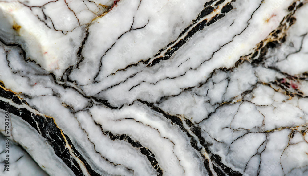 Fototapeta premium Oryginalna tekstura z kamienia naturalnego howlit, biało czarna, dekoracja płytka generative ai