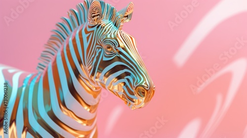 Fototapeta Naklejka Na Ścianę i Meble -  zebra with gold stripes 3d illustration.