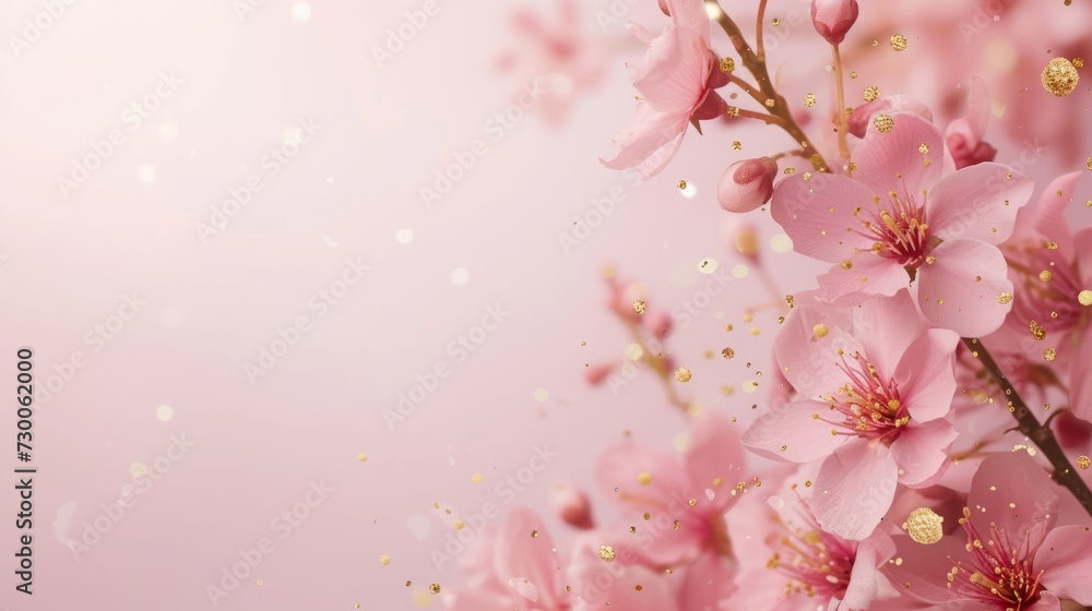 flowers on pink background.