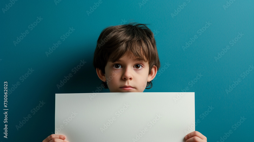 Expressing Sorrow: Boy with Tearful Messages on Empty Card Expressing Sorrow: Boy with Tearful Messages on Empty Card