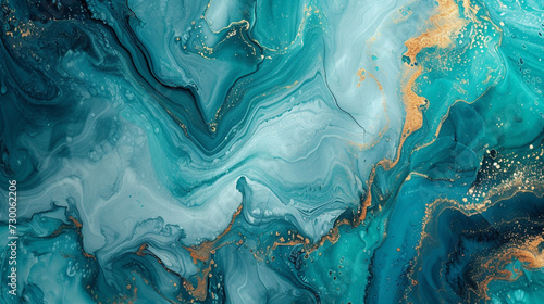 A soothing turquoise marble texture, marble ink abstract art from a serene original painting for abstract background in blue green color, detailed Marble slab. 