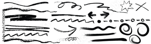 Charcoal pencil scribble stripes and bold paint shapes. Childrens crayon or marker doodle rouge handdrawn scratches. Vector illustration of squiggles in marker sketch style 