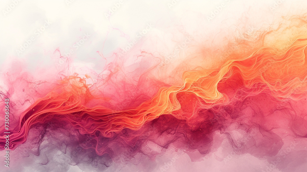 Abstract watercolor paint wave background with gradient fiery red color and liquid fluid grunge texture. Burning lava wave for graphic resource background. 