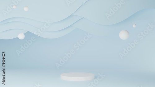 3D Rendering abstract blue background with under water podium