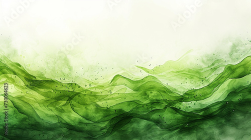 Abstract watercolor paint wave background with gradient light green color and liquid fluid grunge texture. Fresh grass wave for graphic resource background. 