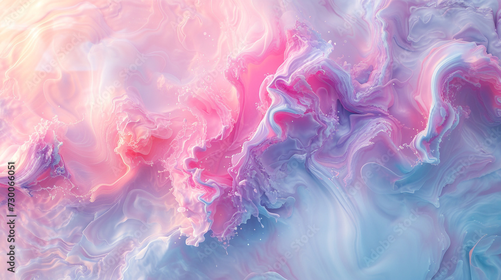 Ephemeral Waves - Capture the essence of fleeting emotions through an abstract swirl of pastel hues on a marble slab. 