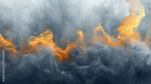 Gold smoke on silver color abstract watercolor background. 