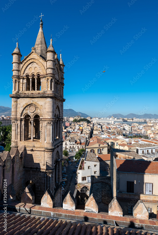 Palermo cathedral in Sicily Italy overlooking the city's picturesque landscape Palermo cathedral in Sicily Italy overlooking the city's picturesque landscape