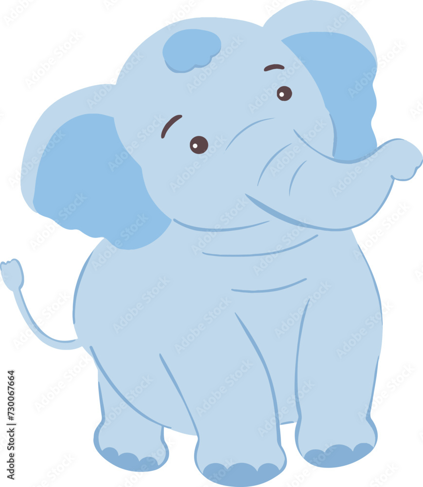 Cute baby elephant standing pose Vector illustration
