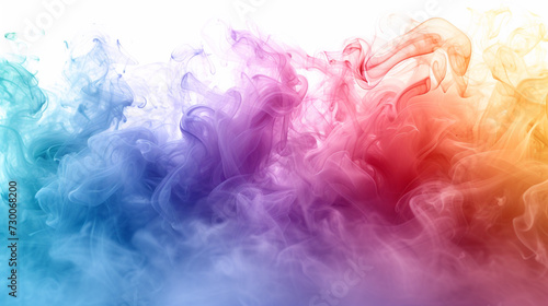 Rainbow smoke on white color abstract watercolor background. 