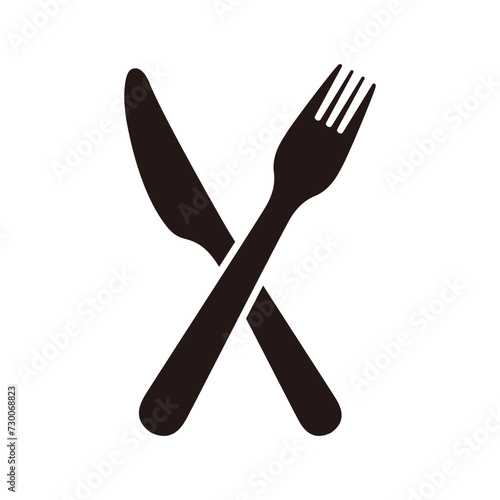 Fork and knife silhouette icon photo