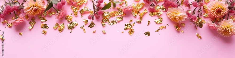 flowers on pink background.