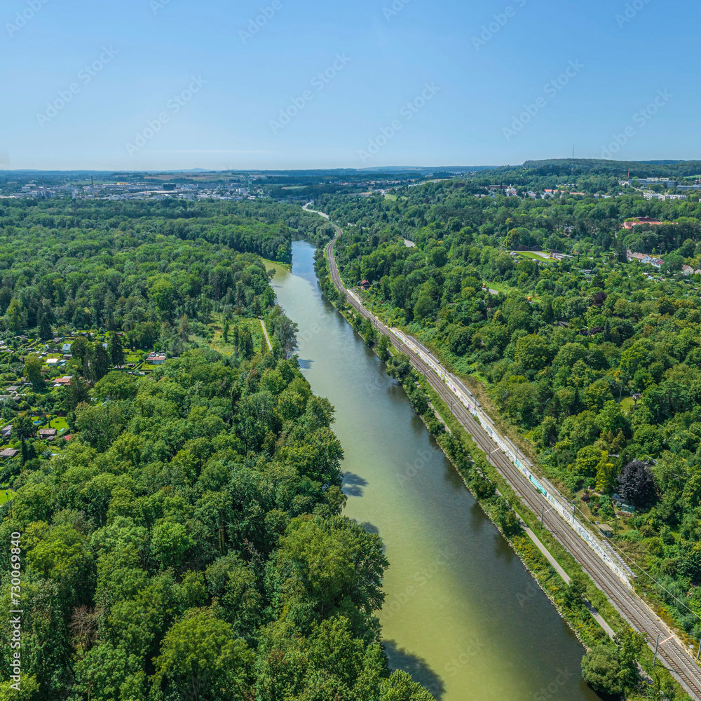Die Donau-Auen bei Ulm und Neu-Ulm, Blick nach Südwesten zur Iller-Mündung