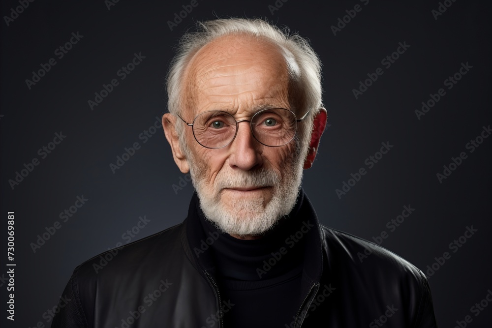 Portrait of a senior man with grey beard and glasses. Studio shot. Portrait of a senior man with grey beard and glasses. Studio shot.