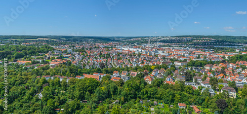 Obraz na plátně Ausblick auf die westlichen Stadtbezirke von Ulm, Weststadt und Söflingen