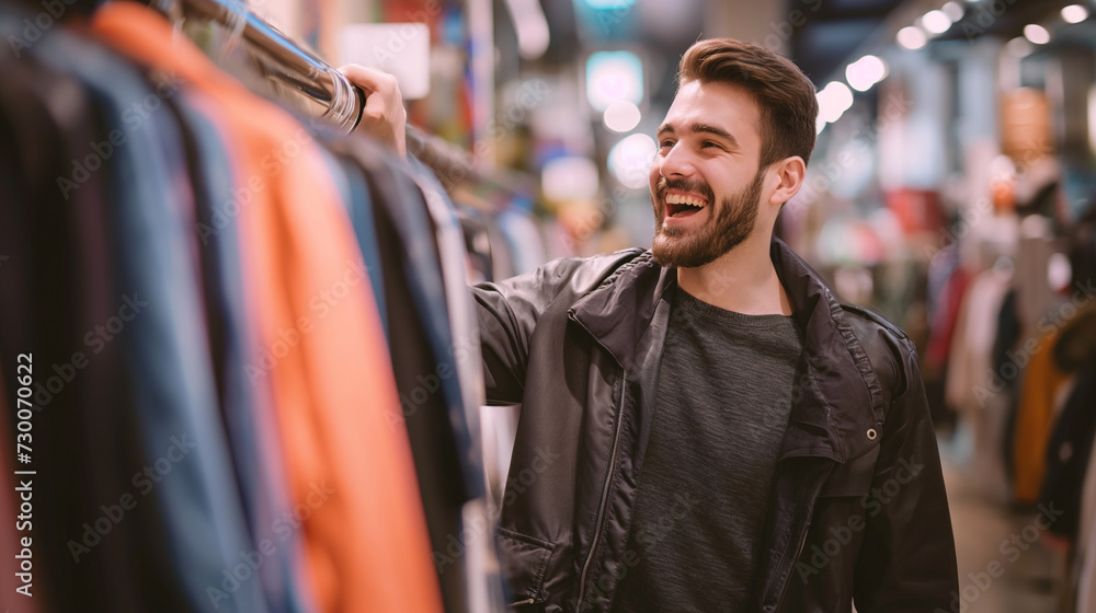 Homem fazendo compras em uma loja de roupas 