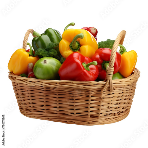 3D Rendering of a Vegetables in a Basket on Transparent Background - Ai Generated