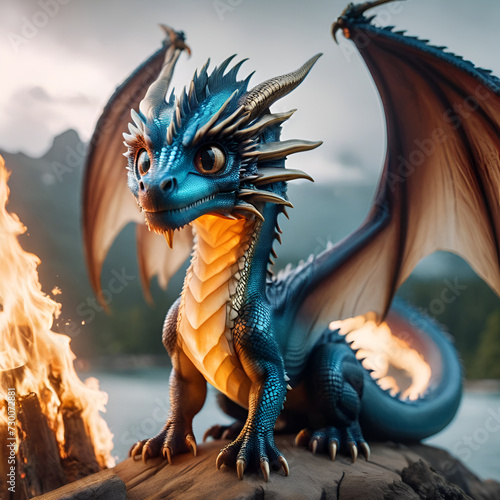 a little fire dragon with cute expression and wonderful colour  © Wildan