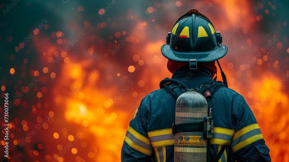 Firefighter's Watchful Eye on Inferno's Fury Firefighter's Watchful Eye on Inferno's Fury