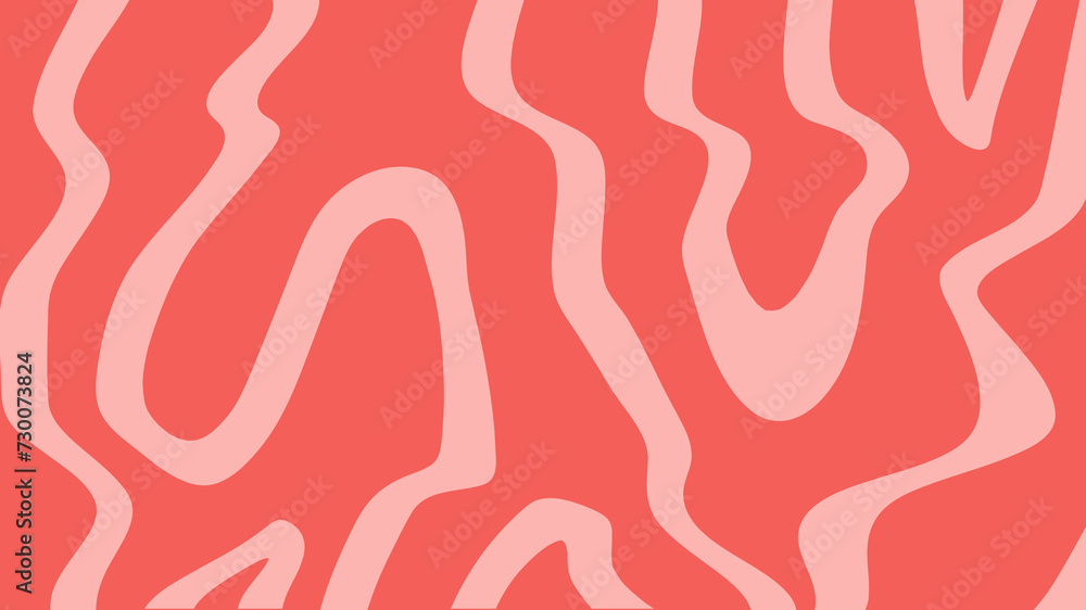 Abstract pink wavy shape pattern on red background. Vector illustration