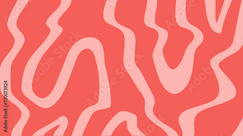 Abstract pink wavy shape pattern on red background. Vector illustration